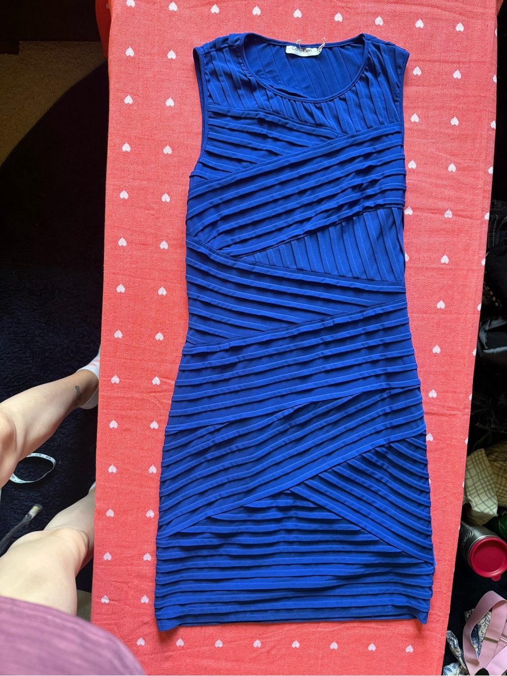 Calvin Klein Blue Textured Midi Dress